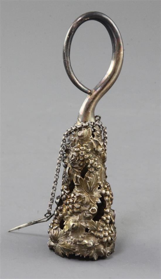 A 19th century repousse silver posy holder, 13.4cm.